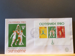 105/710  FDC  SURINAME  1980 - Basketball