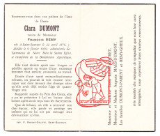 DP Clara Dumont ° Saint-Saveur Frasnes-lez-Anvaing 1876 † 1959 X François Remy // Fouret Maes Parent Gheux - Devotion Images