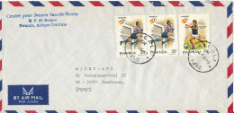 Rwanda Air Mail Cover Sent To Denmark 8-1-1985 Topic Stamps FOOTBALL Espana 82 - Brieven En Documenten
