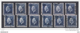 GRECIA:  1946  REFERENDUM  SOPRASTAMPATO  -  600 D./8  BLU  SCURO  US. -  RIPETUTO  12  VOLTE  -  YV/TELL. 538 - Used Stamps