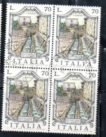 REPUBBLICA ITALY REPUBLIC 1975 LE FONTANE D'ITALIA FOUNTAINS 99 CANNELLE L'AQUILA LIRE 70 QUARTINA BLOCK USATO USED - 1971-80: Usati