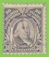 Voyo USA PHILIPPINES 30c 1917 Mi#PH 285Aa  (o) Used - Benjamin Franklin - Filipinas