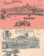 Lot 2 Cartes Postales Timbre De 10 Centimes Lyon Place Bellecour Saône Rhône Souvenir De Lyon RARE !!!! - Other & Unclassified