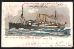Künstler-AK Themistokles Von Eckenbrecher: Passagierschiff Prinz Eitel Friedrich, Norddeutscher Lloyd Bremen  - Dampfer