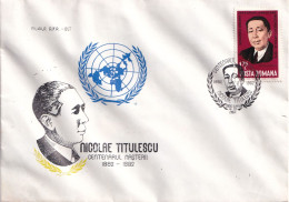 A24764 - Centenarul Nasterii Nicolae Titulescu, 1982 Cover Postal Romania - Cartas & Documentos