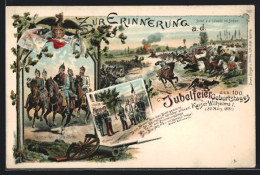 Lithographie 100jähriger Geburtstag Kaiser Wilhelm I. 1897, Militärische Szenen Aus Dem Leben  - Familles Royales