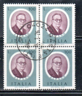 ITALIA REPUBBLICA ITALY REPUBLIC 1975 ARTISTI ITALIANI ARTISTS ALFANO LIRE 100 QUARTINA BLOCK USATO USED OBLITERE' - 1971-80: Usati