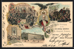 Lithographie Kaisergeburtstag 1897, Portrait Des Kaisers, Proklamation In Versailles, Palais In Berlin  - Royal Families