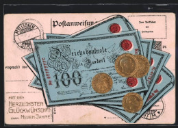 AK 100-Mark-Scheine Und Münzen  - Monete (rappresentazioni)