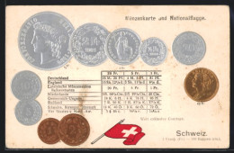 AK Schweizer Franken Mit Flagge  - Monete (rappresentazioni)