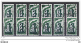 REPUBBLICA:  1956  EUROPA  -  £. 25  VERDE  SCURO  US. -  RIPETUTO  12  VOLTE  -  SASS. 803 - 1956