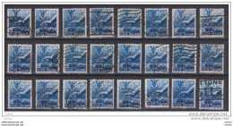 REPUBBLICA:  1945/48  DEMOCRATICA  -  £. 15  AZZURRO  US. -  RIPETUTO  24  VOLTE  -  SASS. 560 - 1946-60: Used