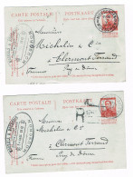 Rare - 2 Cartes Postales De Douane - MICHELIN - De MOUSCRON ( Belgique) Pour Clermont-ferrand (france ) Tampons - Andere & Zonder Classificatie