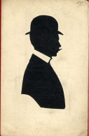 SILHOUETTE  OMBRE  PORTRAIT  HOMME   -  COLLAGE SUR CARTE POSTALE  1909 - Scherenschnitt - Silhouette