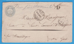 LETTRE ENTIER POSTAL SUISSE DE 1872 - 30 CENTIMES - SUISSE POUR LA FRANCE - Stamped Stationery