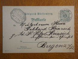 J29 GERMANY   CARTE ENTIER 1897   PETIT BUREAU BIBERACH ++AFF. INTERESSANT+ - Postwaardestukken
