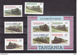 Tanzania 1985 Railways H Tanzania Salute Mi 268/271 + Block 44 MNH** - Trains