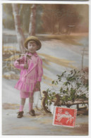 Bonne Année Carte Fantaisie Enfant Ayant Un Chapeau Et Un Bouquet De Fleurs Jrisa N° 250 CPA Circulée 1917 - Autres & Non Classés