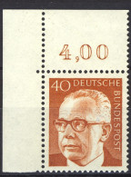 639 Heinemann 40 Pf Ecke Ol ** Postfrisch - Unused Stamps