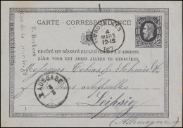Belgien Postkarte P 8 König Leopold Schwarz BRÜSSEL 4.3.1877 Nach LEIPZG 5.3.77 - Autres & Non Classés