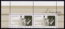 1953L Mendelssohn: Leerfeld-Paar Oben Mit FN 1, ** - Abarten Und Kuriositäten