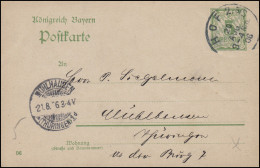 Bayern P 66/04 Ziffer 5 Pf Grün DV 06: HOF 20.8.06 Nach Mühlhausen/Thür. 21.8.06 - Postal  Stationery