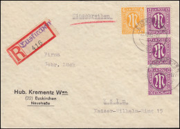 7+20 AM-Post Auf R-Brief Mit Not-R-Zettel EUSKIRCHEN 22.10.1945 Nach Köln 24.10. - Covers & Documents