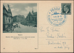 Bildpostkarte P 72/131 Ausstellung PRAG 1938 Mit Passendem SSt PRAHA 1.7.1938 - Philatelic Exhibitions