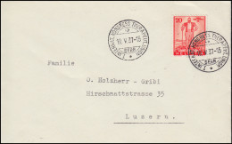 295 Pro Patria EF Auf Brief SSt BERN Kongress Therapeutische Union 19.5.1937 - Médecine