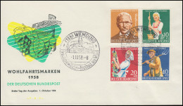 297-300 Wofa Landwirtschaft 1958 Als Satz Auf Schmuck-FDC WEMDING 1.10.58 - Lettres & Documents