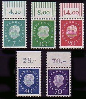 302-306 Heuss 5 Werte, Oberrand-Satz ** Postfrisch - Unused Stamps