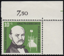 244 Kinderpflege 10+5 Pf Semmelweis ** Ecke O.r. Zähnung Dg-1+ - Unused Stamps