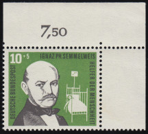 244 Kinderpflege 10+5 Pf Semmelweis ** Ecke O.r. Zähnung Dg-1 - Unused Stamps