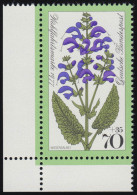 952 Wiesenblumen 70+35 Pf Wiesensalbei ** Ecke U.l. - Unused Stamps