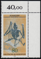 974 Fossilien 80 Pf Fledermaus ** Ecke O.r. - Ungebraucht