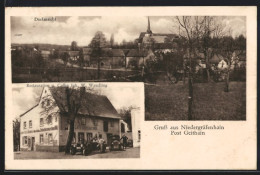 AK Geithain-Niedergräfenhain, Restaurant U. Cafe W. Wendling, Dorfansicht  - Geithain