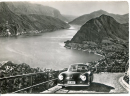 10908 Auto/voiture Porsche 356 Anni'60 (old Car) - Sullo Sfondo Lugano Con Monte San Salvatore Panorama - Turismo