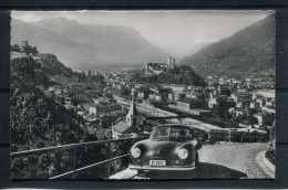 10907 Auto/voiture Porsche 356 Anni'60 (old Car) - Sullo Sfondo Bellinzona Panorama Con Stazione FFS - PKW