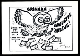 CPSM/CPM 10.5 X 15 Drôme GRIGNAN 9° Salon De La CP 08-03-1992 Illustrateur Piquet (?) Signé Chouette Hibou - Grignan