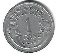France 1 Franc 1945 B  Km 885a.2  Vf - 1 Franc