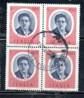 ITALIA REPUBBLICA ITALY REPUBLIC 1975 ARTISTI ITALIANI ARTISTS BUSONI LIRE 100 QUARTINA BLOCK USATO USED OBLITERE' - 1971-80: Oblitérés