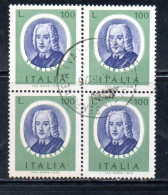 ITALIA REPUBBLICA ITALY REPUBLIC 1975 ARTISTI ITALIANI ARTISTS SCARLATTI LIRE 100 QUARTINA BLOCK USATO USED OBLITERE' - 1971-80: Afgestempeld