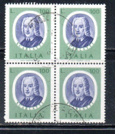 ITALIA REPUBBLICA ITALY REPUBLIC 1975 ARTISTI ITALIANI ARTISTS SCARLATTI LIRE 100 QUARTINA BLOCK USATO USED OBLITERE' - 1971-80: Used