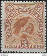 1898 New Zealand Hula 3d. Yellow Brown MH SG N. 251 - Andere & Zonder Classificatie