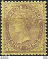 1910 Jamaica Victoria 3d. Pale Purple/yellow MH SG N. 47a - Sonstige & Ohne Zuordnung