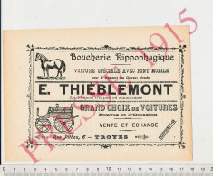 Publicité 1915 Thiéblemont 6 Rue Pithou Troyes Boucherie Hippophagique Viande De Cheval Voitures à Cheval - Unclassified