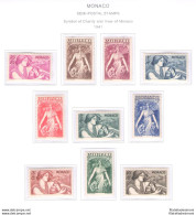 1941 MONACO - Pro Opere Di Beneficenza , 10 Val , N°215-24 , MNH** - Other & Unclassified