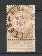 - BELGIQUE N° 62 Oblitéré - 50 C. Bistre Léopold II 1893-1900 - Cote 20,00 € - - 1893-1900 Schmaler Bart