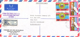 Tanzania Registered Air Mail Cover Sent To Denmark 24-11-1984 Topic Stamps (sent From The Embassy Of Hungary Dar Es Sala - Tanzanie (1964-...)