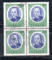 ITALIA REPUBBLICA ITALY REPUBLIC 1975 ARTISTI ITALIANI ARTISTS SCARLATTI LIRE 100 QUARTINA BLOCK USATO USED OBLITERE' - 1971-80: Oblitérés